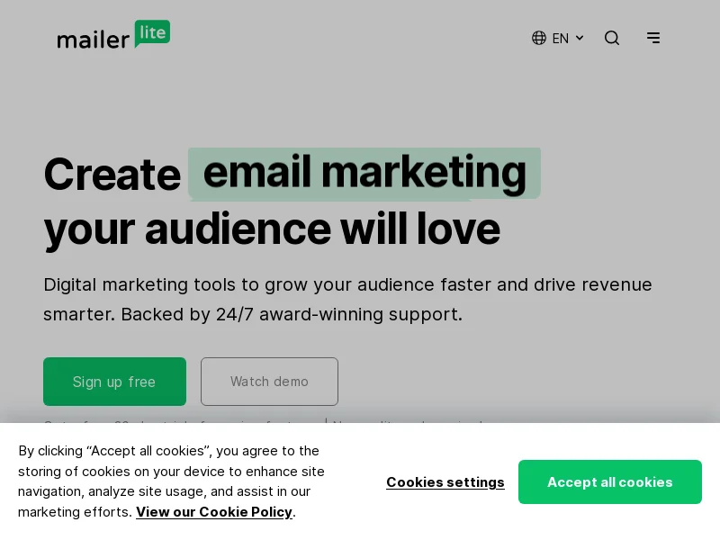 MailerLite AI Drag & Drop Editor